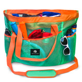 Red Suricata XL Mesh Beach Bag Tote - Turquoise Green & Orange-Bag-Red Suricata