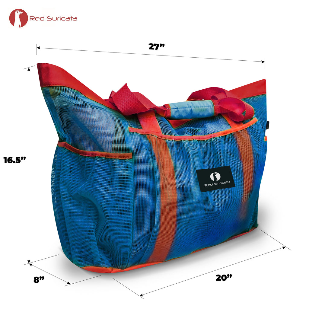 Red Suricata XL Mesh Beach Bag Tote - Blue & Red-Bag-Red Suricata
