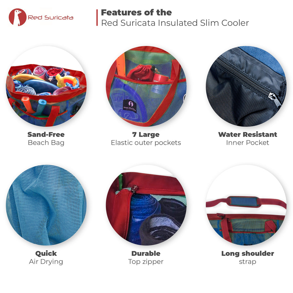Red Suricata XL Mesh Beach Bag Tote - Blue & Red-Bag-Red Suricata