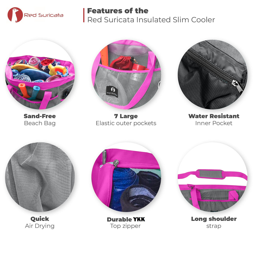 Red Suricata XL Mesh Beach Bag Tote - Grey & Pink-Bag-Red Suricata
