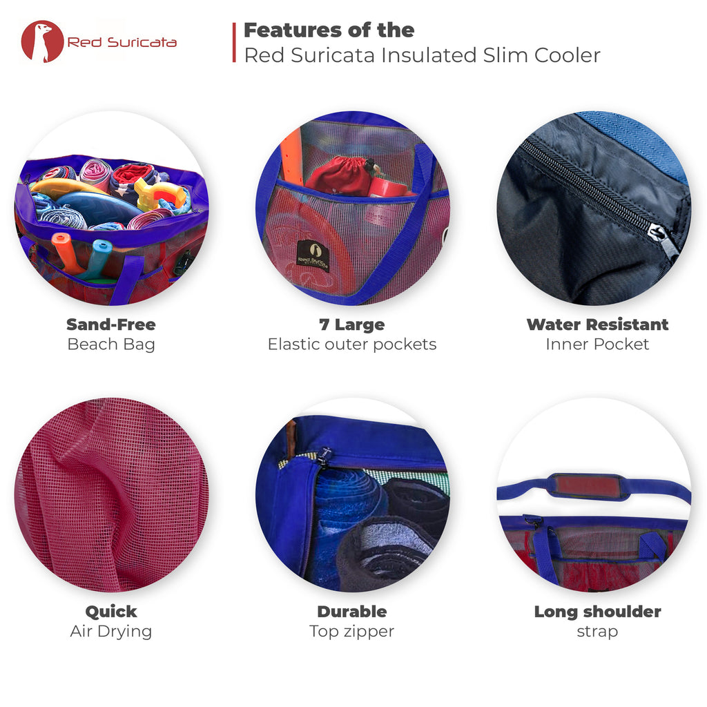 Red Suricata XL Mesh Beach Bag Tote - Red & Blue-Bag-Red Suricata