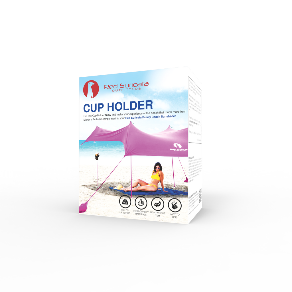 Red Suricata Beverage Holder – Holds one cup, can or bottle - for Family Beach Sun Shade-Accessories-Red Suricata