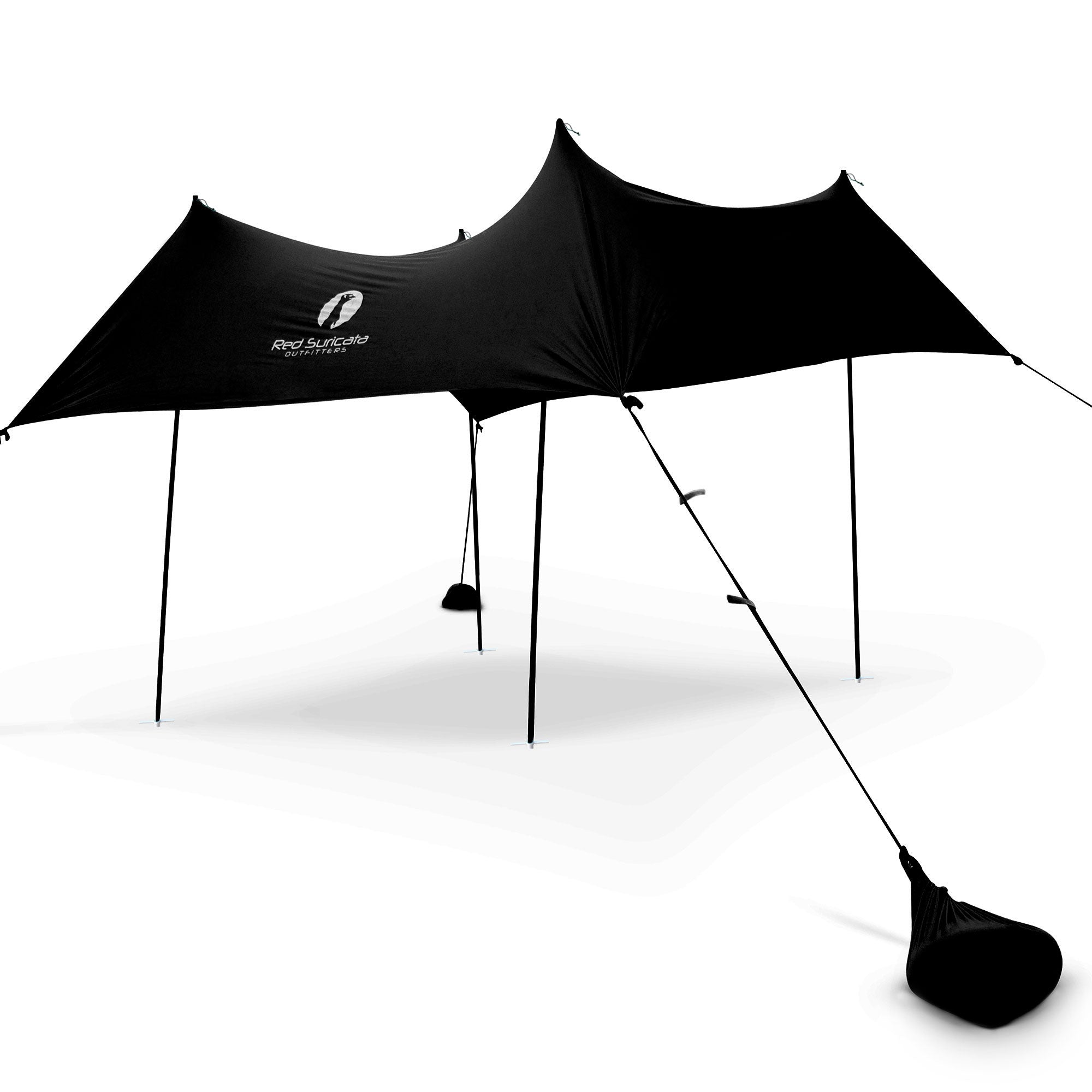 Red Suricata Black Family Beach Sun Shade Canopy Tent Sunshade with sand anchors-Lycra Canopy-Red Suricata