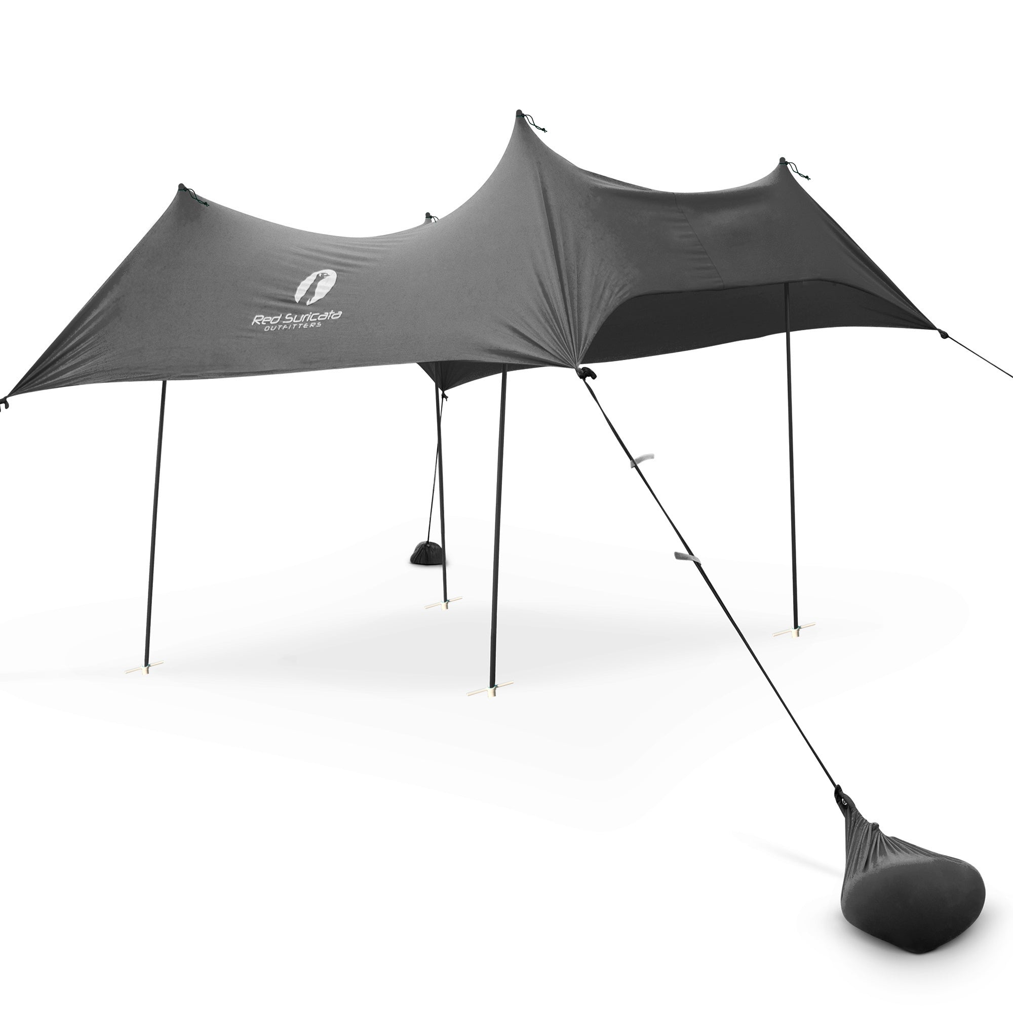 Red Suricata Grey Family Beach Sun Shade Canopy Tent Sunshade with sand anchors-Lycra Canopy-Red Suricata