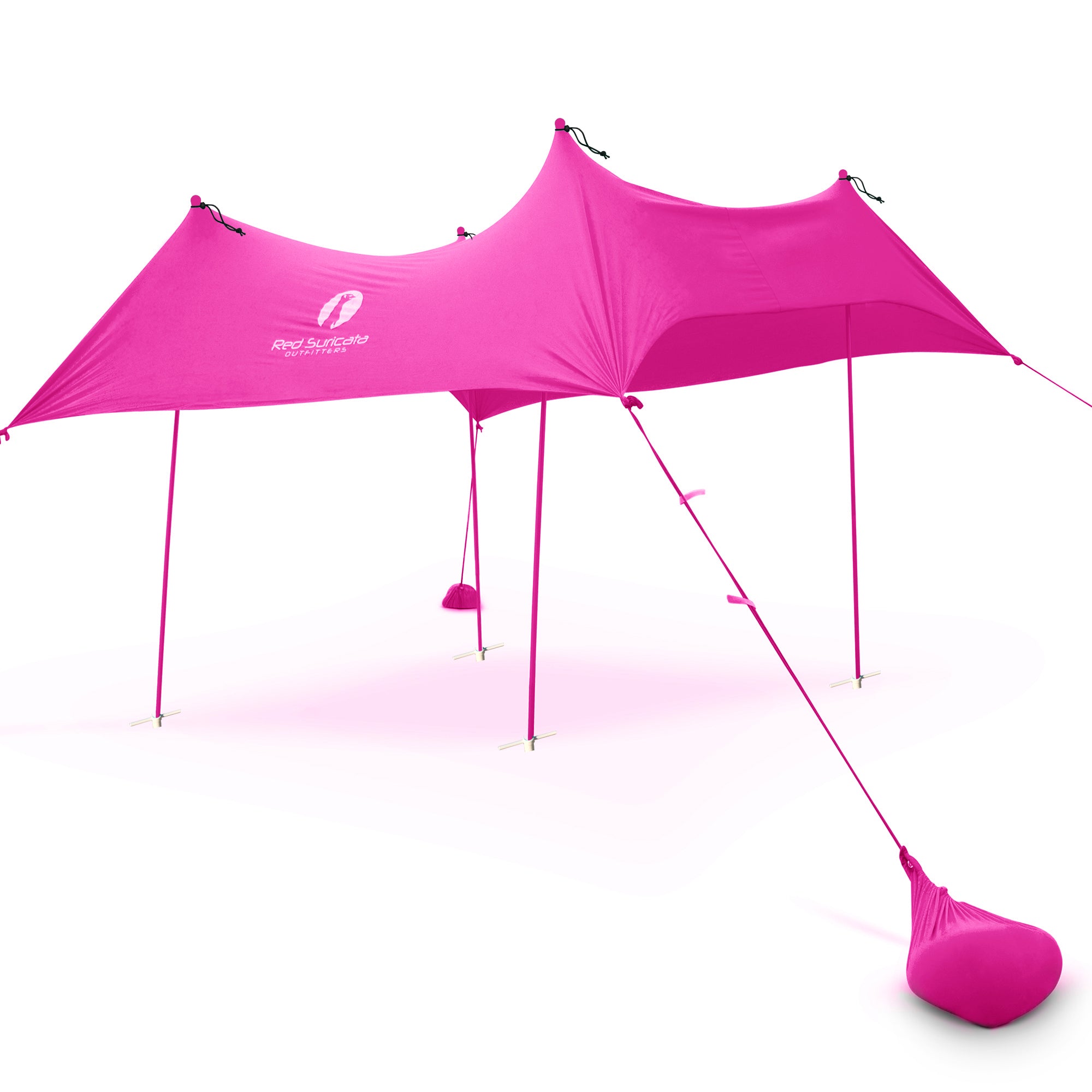 Red Suricata Pink Family Beach Sun Shade Canopy Tent Sunshade with sand anchors-Lycra Canopy-Red Suricata