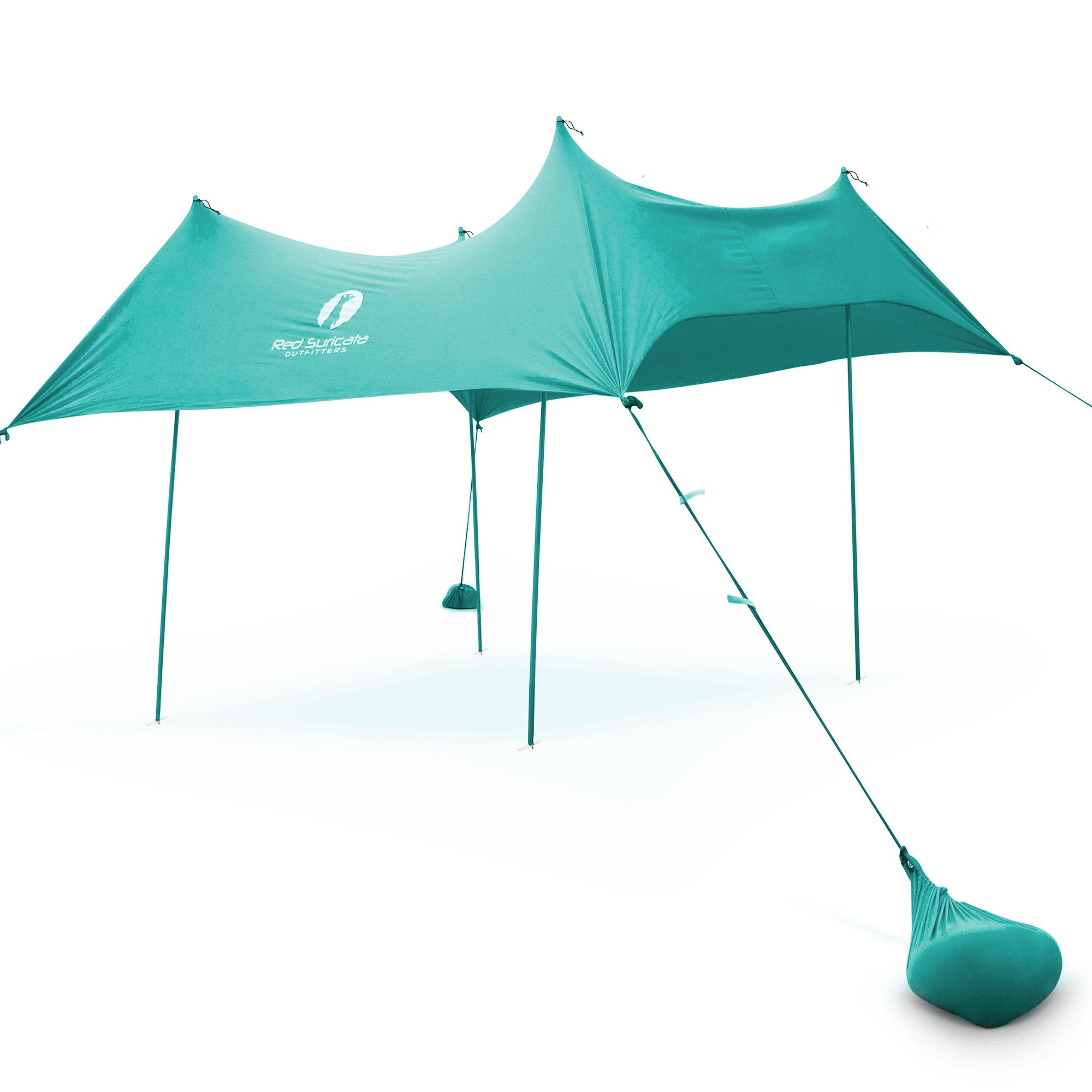 Red Suricata Turquoise Family Beach Sun Shade Canopy Tent Sunshade with sand anchors-Lycra Canopy-Red Suricata