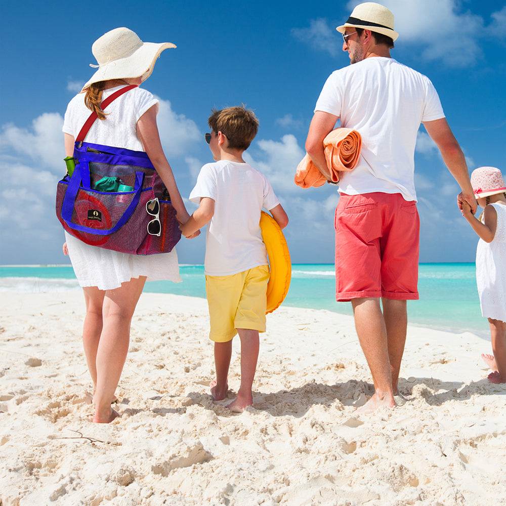 Red Suricata XL Mesh Beach Bag Tote - Red & Blue-Bag-Red Suricata