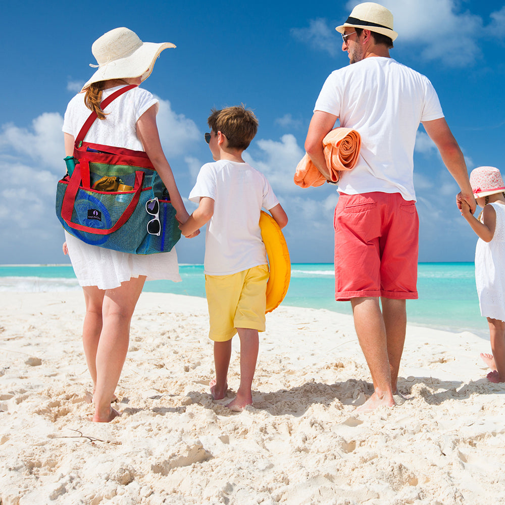 Red Suricata XL Mesh Beach Bag Tote - Blue & Red-Bag-Red Suricata
