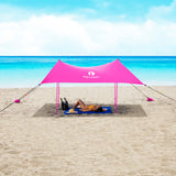 Red Suricata Pink Family Beach Sun Shade Canopy Tent Sunshade with sand anchors-Lycra Canopy-Red Suricata