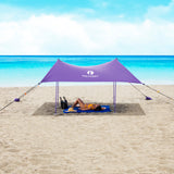 Red Suricata Purple Family Beach Sun Shade Canopy Tent Sunshade with sand anchors-Lycra Canopy-Red Suricata