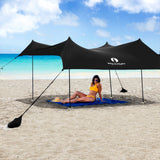 Red Suricata Black Family Beach Sun Shade Canopy Tent Sunshade with sand anchors-Lycra Canopy-Red Suricata