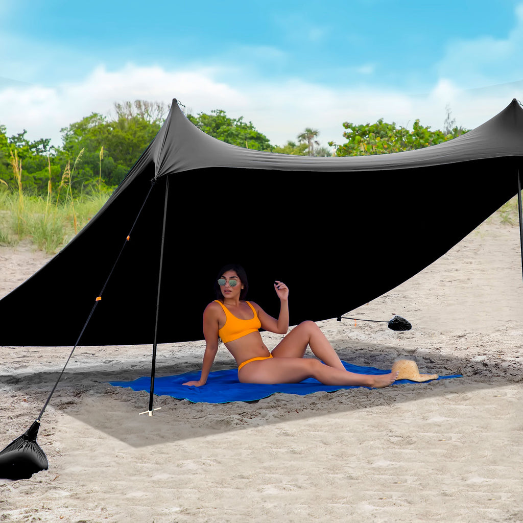 camping shade tent Red Suricata Black Family Beach Sun Shade Canopy Tent Sunshade with sa