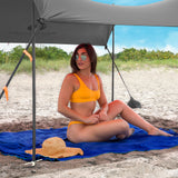 Red Suricata Grey Family Beach Sun Shade Canopy Tent Sunshade with sand anchors-Lycra Canopy-Red Suricata
