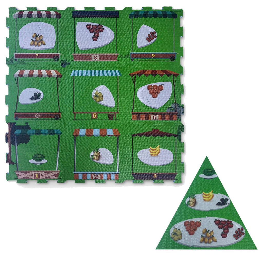 Red Suricata 2 in 1 Baby Play mat - Fruit Market Puzzle for toddlers & infants-Red Suricata
