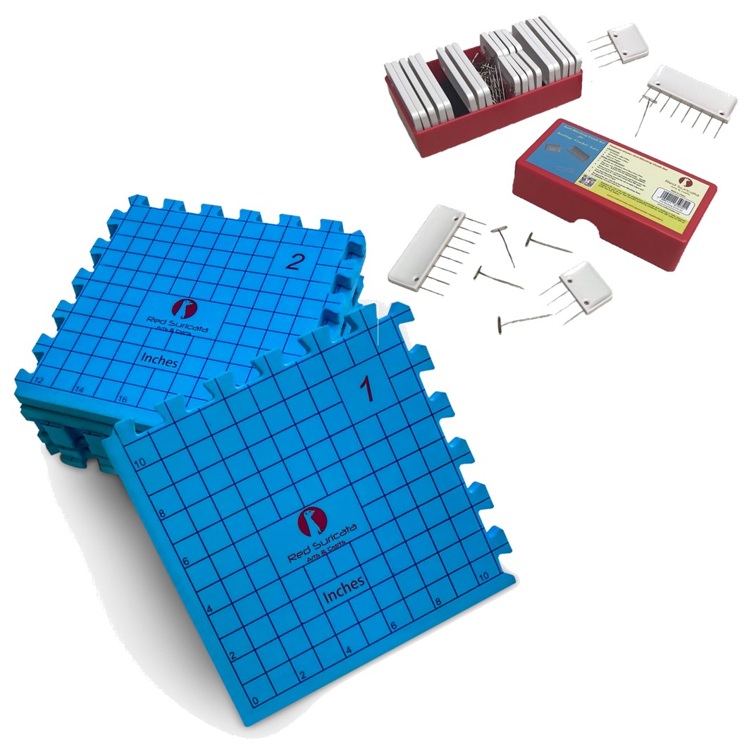 Red Suricata Knit Blocking Bundle – Blocking Mats for Knitting & Knit Blocking Comb Set (Inches Grid)-Blocking Mats-Red Suricata