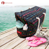 Red Suricata Caddo Style Large Waterproof Boho Beach Bag with Rope Handles-Bag-Red Suricata