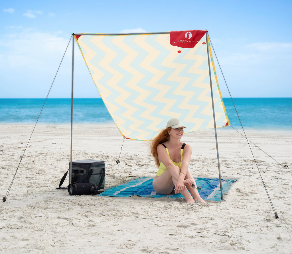 Red Suricata TeePee Beach Tent & Beach Canopy for 1-2 Persons,  UPF50 Sun Beach Shade, Akumal Style Sunshade