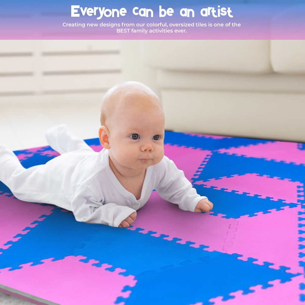 Red Suricata Blue & Pink Hexamat - Play Spot Foam Mat Puzzle Tiles-Red Suricata