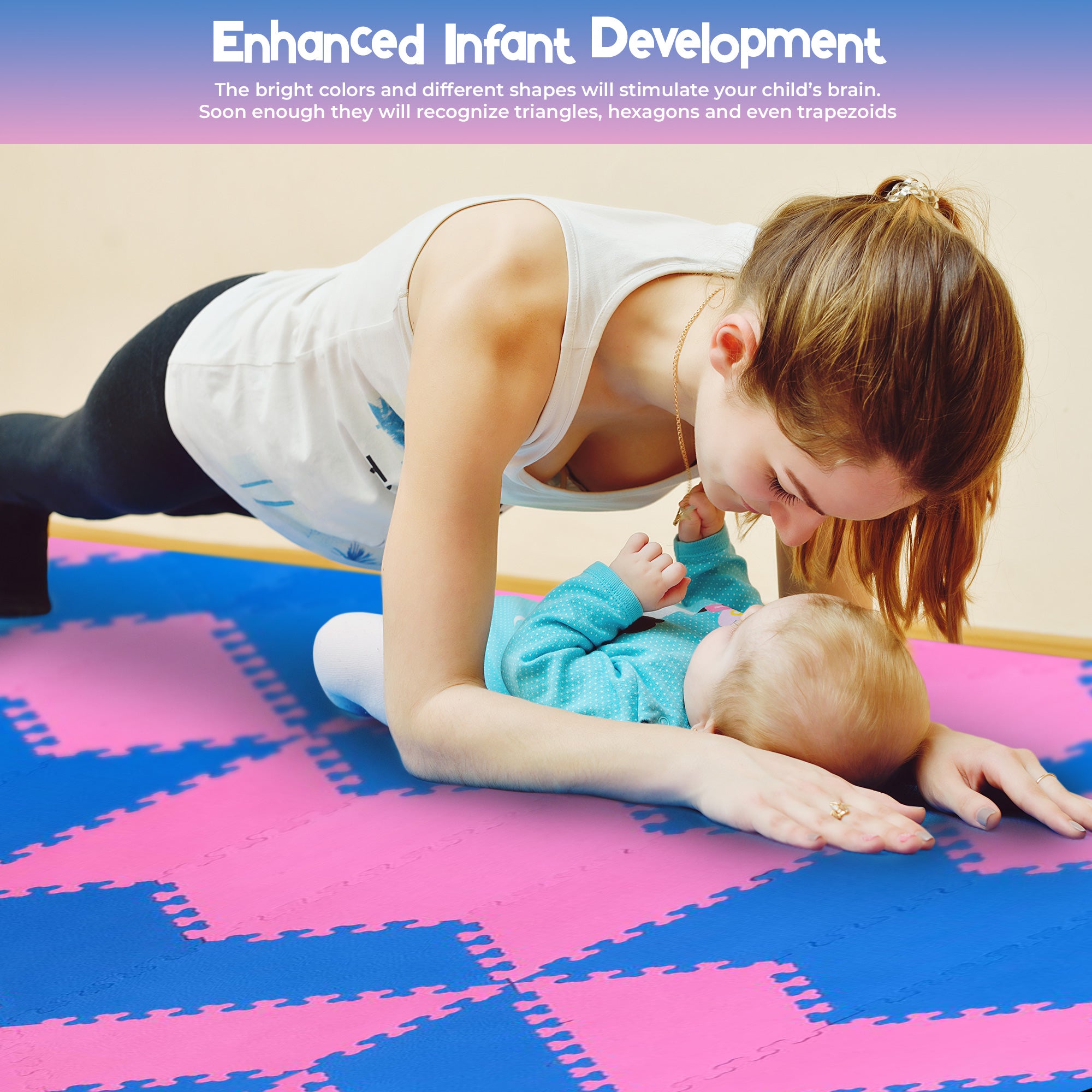 Red Suricata Blue & Pink Hexamat - Play Spot Foam Mat Puzzle Tiles-Red Suricata