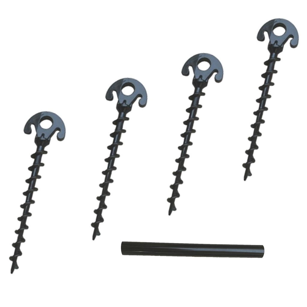 Red Suricata Ground Anchor Screws - 4-Pack of Ultra Strong Sun Shade Canopy Tent All Terrain Tarp Stakes