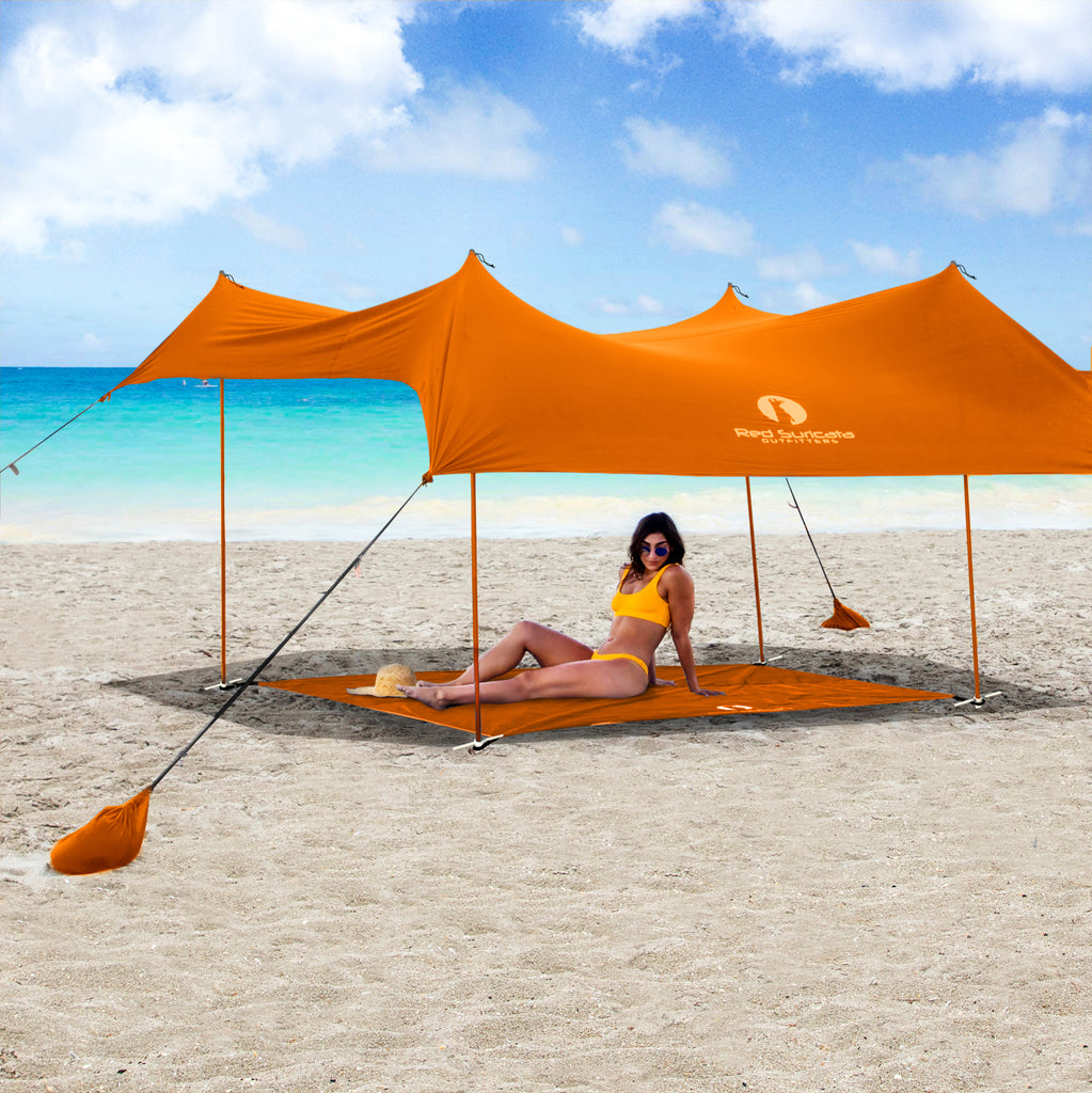 Red Suricata Orange Sand Free Beach Mat Blanket – Compatible with Orange Beach Sun Shade Canopy-Red Suricata