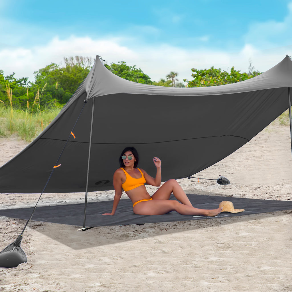 Red Suricata Grey Sand Free Beach Mat Blanket – Compatible with Grey Beach Sun Shade Canopy-Red Suricata