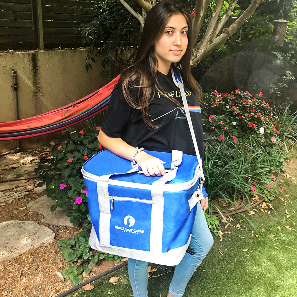 Red Suricata Heathered Blue/Grey Collapsible 45can 30L Cooler Bag-Cooler-Red Suricata