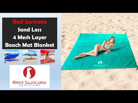 Red Suricata Blue Sand Free Beach Mat Blanket – Compatible with Blue Beach Sun Shade Canopy
