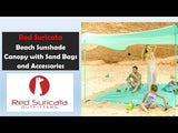 Red Suricata Turquoise Family Beach Sun Shade Canopy Tent Sunshade with sand anchors