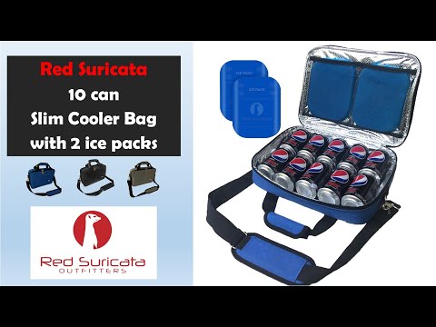 Red Suricata Grey Insulated Slim Cooler - Fits 10 Drink Cans - 2 Slim  Reusable Ice Packs Included