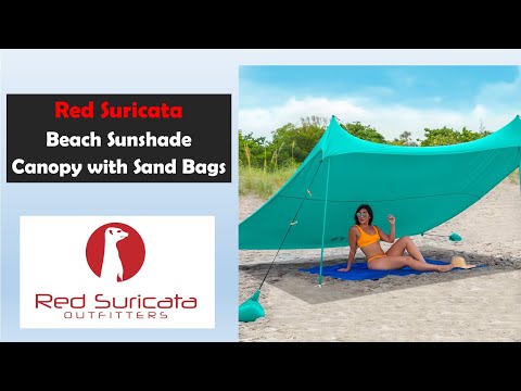 Red Suricata Turquoise Family Beach Sun Shade Canopy Tent Sunshade with sand anchors