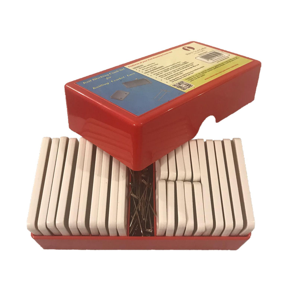 Red Suricata Knit Blocking Combs – 2-Pack of Set of 25 Combs + Extra 100 T-pins-Knit Blockers-Red Suricata