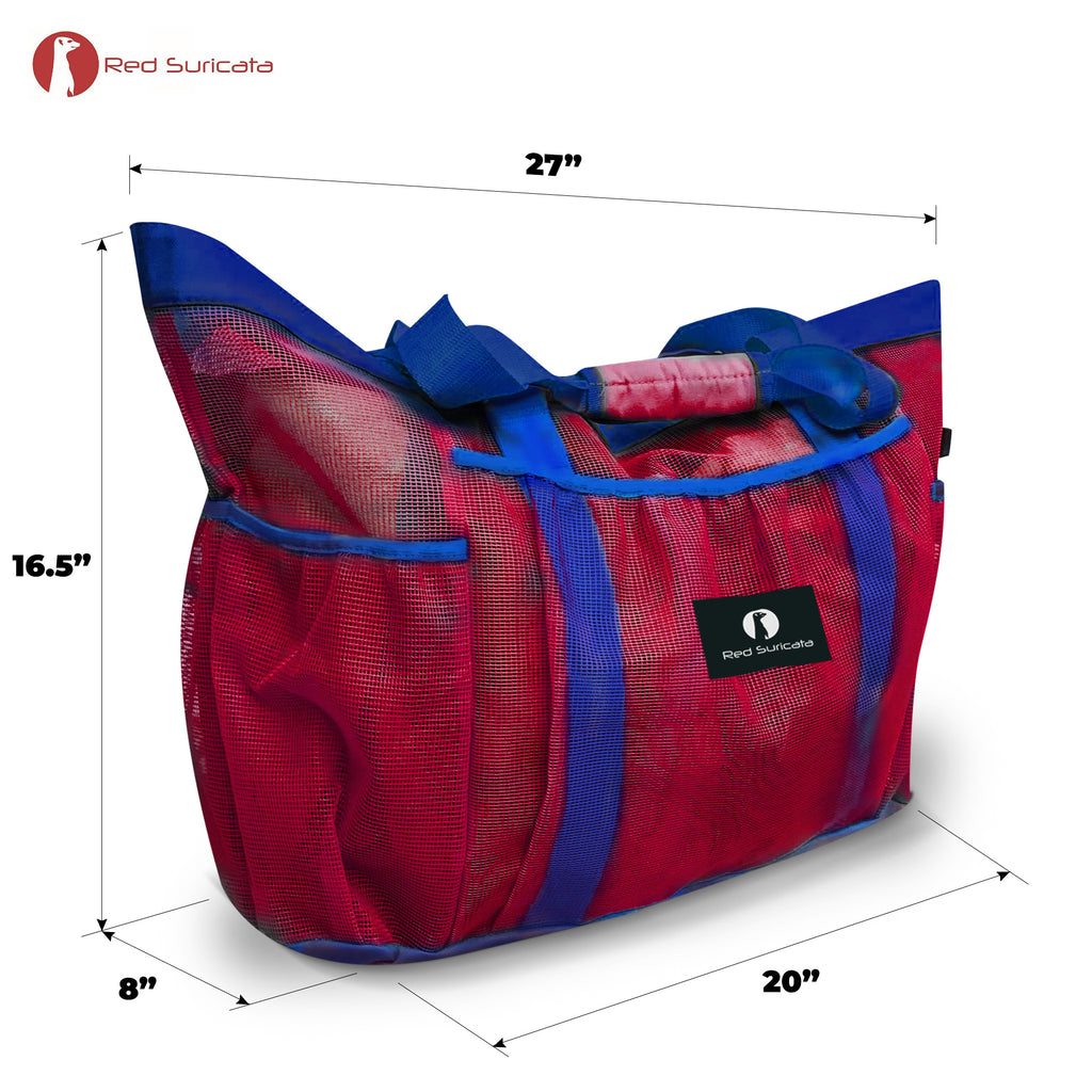 Red Suricata XL Mesh Beach Bag Tote - Red & Blue-Bag-Red Suricata
