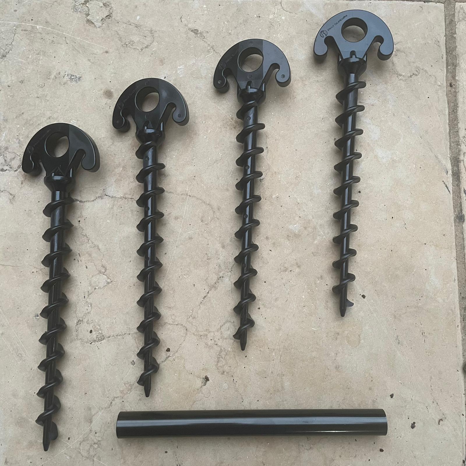 Red Suricata Ground Anchor Screws - 4-Pack of Ultra Strong Sun Shade Canopy Tent All Terrain Tarp Stakes