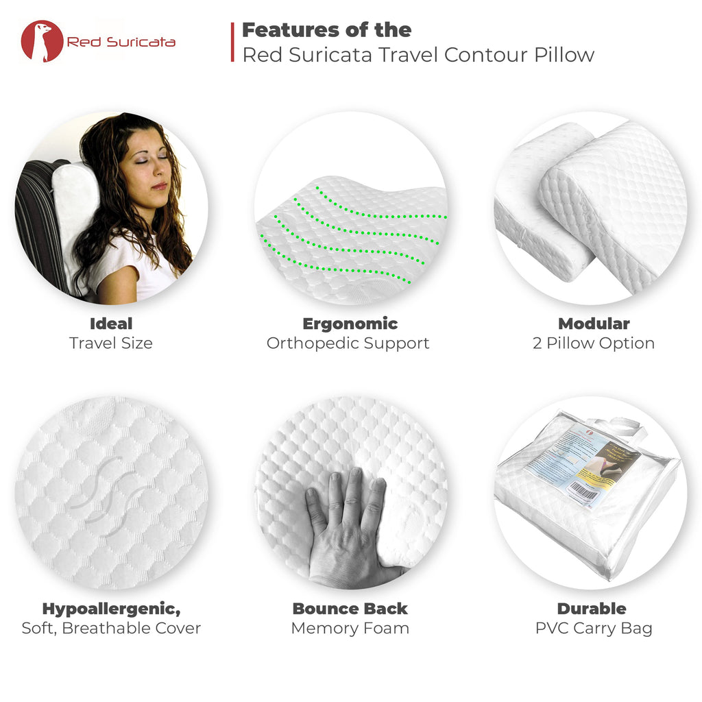 Travel Contour Mini Pillow - Bundle of 2 pillows and double pillowcase-Travel-Red Suricata