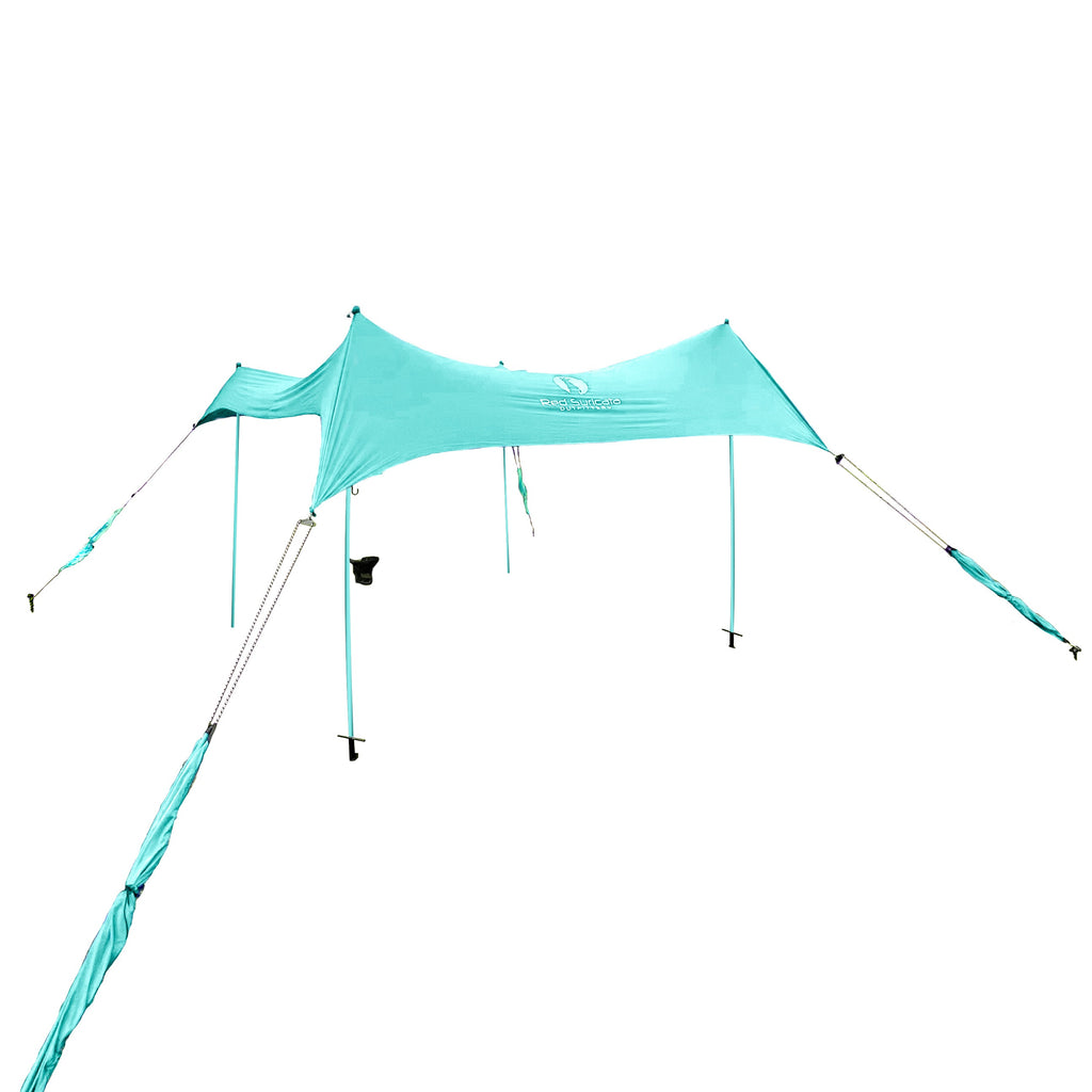 Red Suricata Turquoise Multi Terrain Sun Shade Canopy Tent Sunshade with sand bags & ground anchor screws
